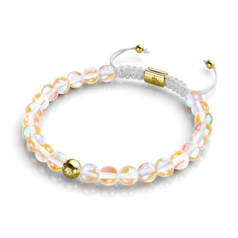 Champagne Supernova | Or | Bracelet de perles en macramé de verre Galaxy